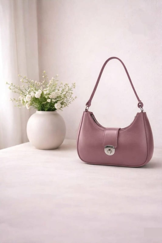 Luna Lock Shoulder Bag – Minimalist Design with Metallic Clasp