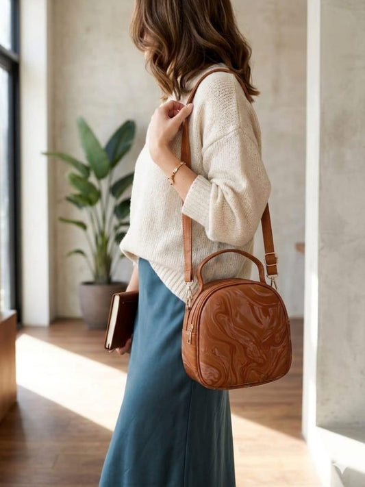 Marble Gloss Mini Crossbody Handbag