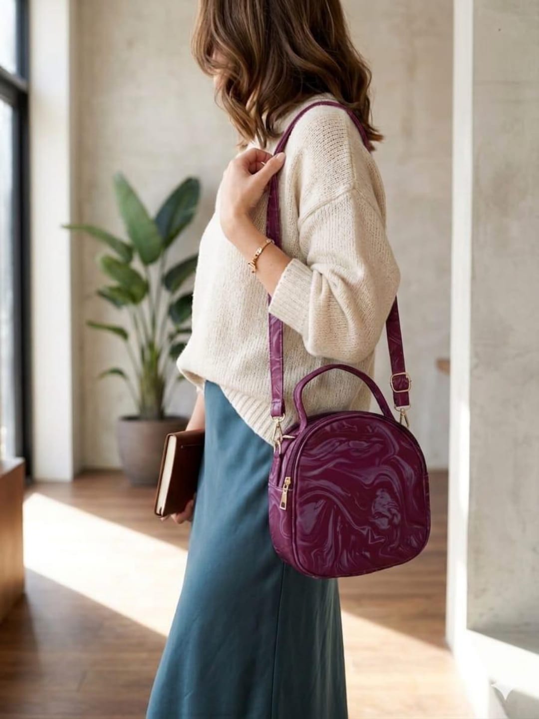 Marble Gloss Mini Crossbody Handbag