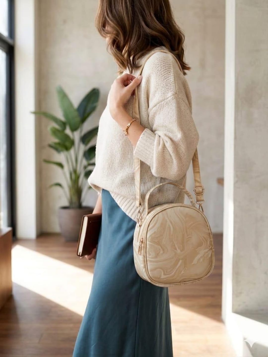 Marble Gloss Mini Crossbody Handbag