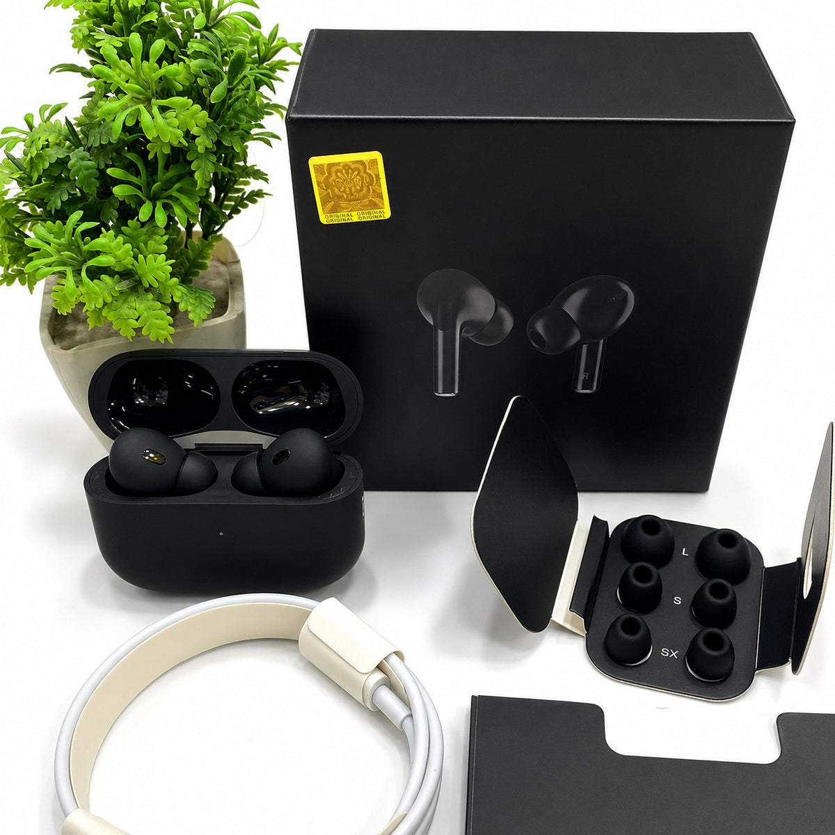 Original Black Pro 2 Box Pack Wireless Earbuds with All Accessories