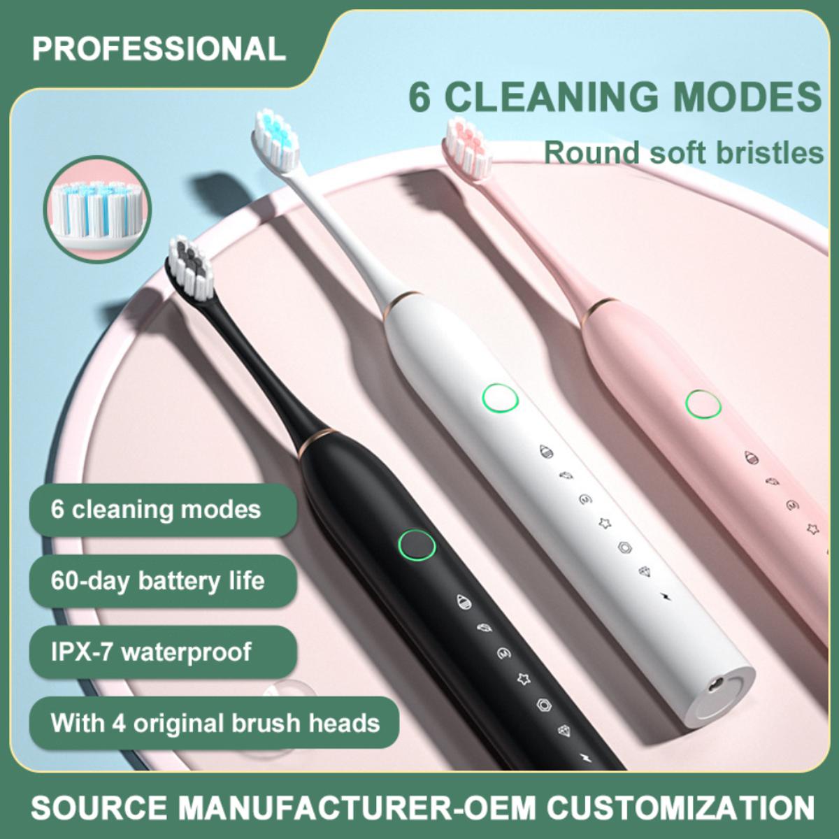 Rechargeable Electric Toothbrush With 2 Extra Heads |