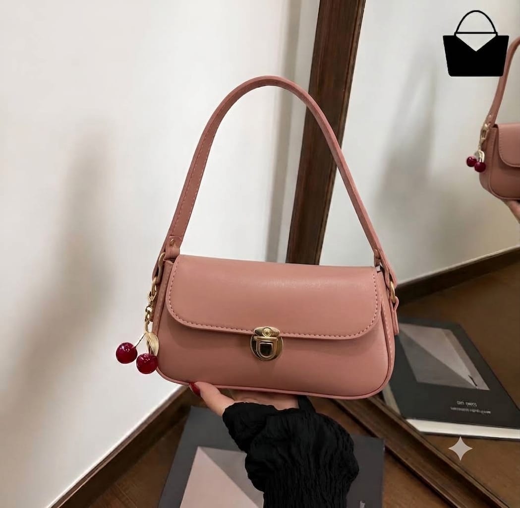 Elegant Ladies Handbag with Cherry Charm